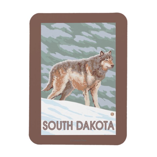Gray Wolf StandingSouth Dakota Magnet (Vertikal)