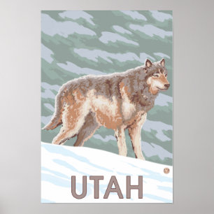Gray Wolf StandingUtah Poster