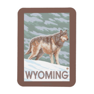 Gray Wolf StandingWyoming Magnet