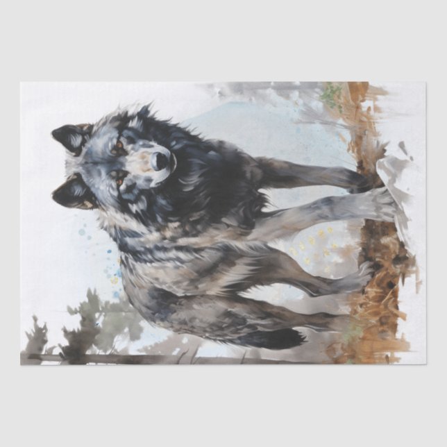 Gray Wolf Watercolor Seidenpapier (Vorderseite)