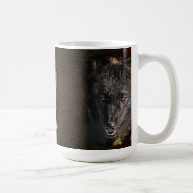 Gray Wolf Wildlife Art & Fotografy Tasse (Rechts)