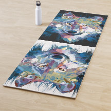 Gray Wolf Yoga Mat - Wolf Head Yogamat