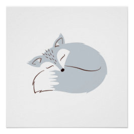 Gray Woodland Fox Poster