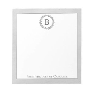 Gray Wreath Monogram Notizblock