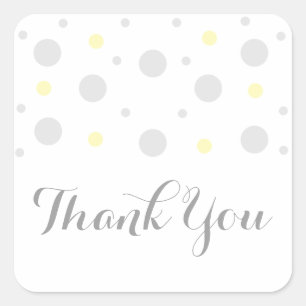 Gray Yellow Confetti Wedding Danke Stickers