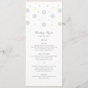 Gray Yellow Confetti Wedding Menu Menükarte