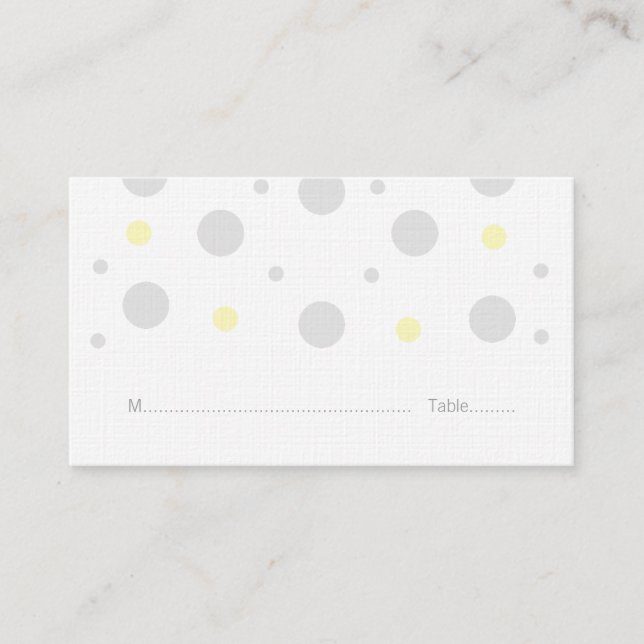 Gray Yellow Confetti Wedding Platzkarten (Vorderseite)