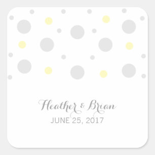 Gray Yellow Confetti Wedding Stickers