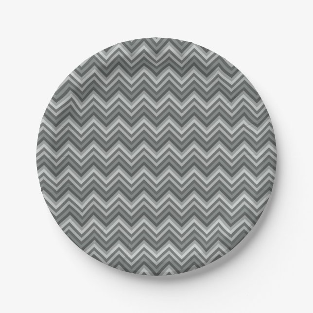 Gray Zig Zags Pappteller (Vorderseite)