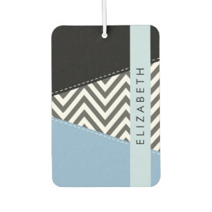 Gray Zigzag, grau Zickzack, blau, Ihr Name Autolufterfrischer