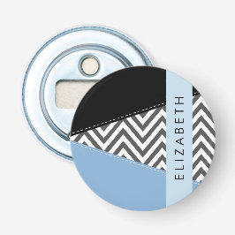 Gray Zigzag, grau Zickzack, blau, Ihr Name Flaschenöffner