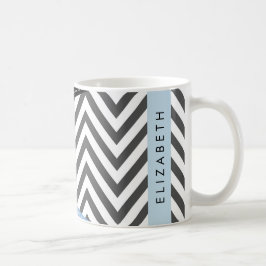 Gray Zigzag, grau Zickzack, blau, Ihr Name Kaffeetasse