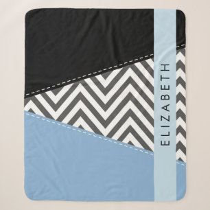 Gray Zigzag, grau Zickzack, blau, Ihr Name Sherpadecke