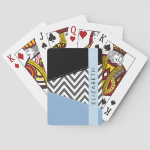 Gray Zigzag, grau Zickzack, blau, Ihr Name Spielkarten