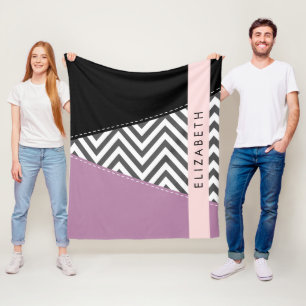 Gray Zigzag, grau Zickzack, Lila, Ihr Name Fleecedecke