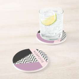 Gray Zigzag, grau Zickzack, Lila, Ihr Name Getränkeuntersetzer