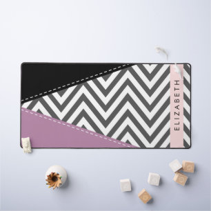 Gray Zigzag, grau Zickzack, Lila, Ihr Name Schreibtischunterlage