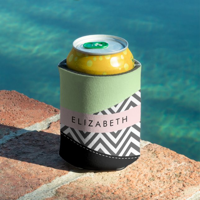 Gray Zigzag, grau Zickzack, Mint, Ihr Name Dosenkühler (In Situ Pool)