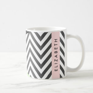 Gray Zigzag, grau Zickzack, Mint, Ihr Name Kaffeetasse