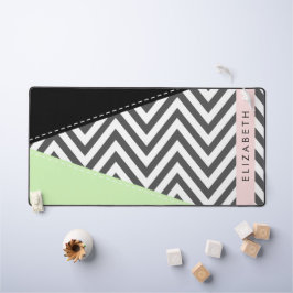 Gray Zigzag, grau Zickzack, Mint, Ihr Name Schreibtischunterlage
