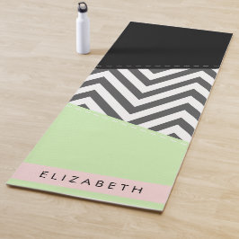 Gray Zigzag, grau Zickzack, Mint, Ihr Name Yogamatte