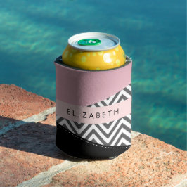 Gray Zigzag, grau Zickzack, rosa, Ihr Name Dosenkühler