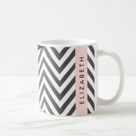 Gray Zigzag, grau Zickzack, rosa, Ihr Name Kaffeetasse