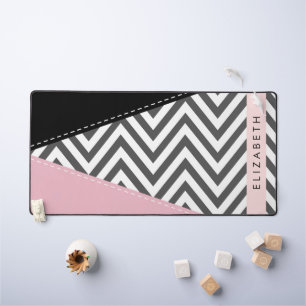 Gray Zigzag, grau Zickzack, rosa, Ihr Name Schreibtischunterlage