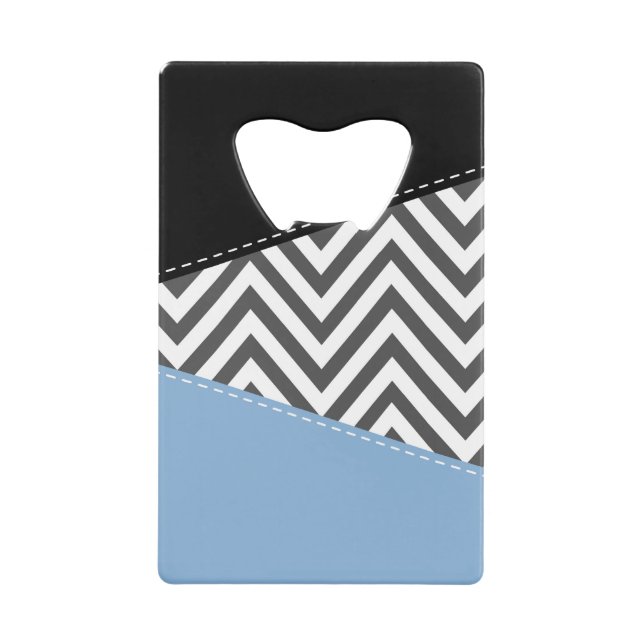 Gray Zigzag, grau Zickzack, Zigzag Muster, blau Geldbeutel Flaschenöffner (Vorderseite)
