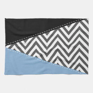 Gray Zigzag, grau Zickzack, Zigzag Muster, blau Geschirrtuch