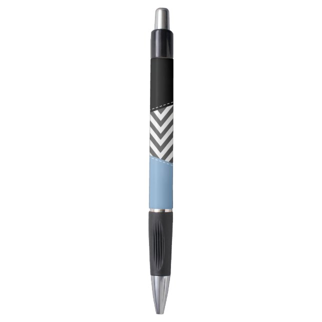 Gray Zigzag, grau Zickzack, Zigzag Muster, blau Kugelschreiber (Vorderseite Vertikal)