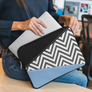 Gray Zigzag, grau Zickzack, Zigzag Muster, blau Laptopschutzhülle