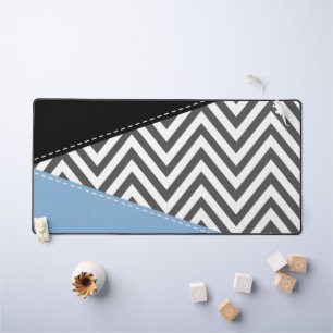 Gray Zigzag, grau Zickzack, Zigzag Muster, blau Schreibtischunterlage