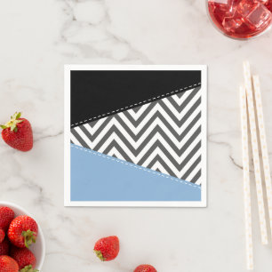 Gray Zigzag, grau Zickzack, Zigzag Muster, blau Serviette