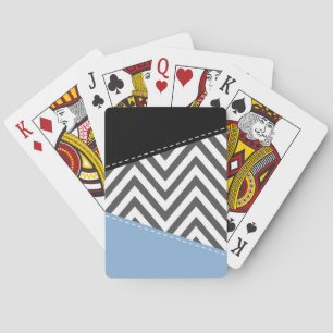 Gray Zigzag, grau Zickzack, Zigzag Muster, blau Spielkarten