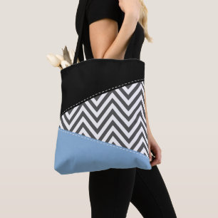 Gray Zigzag, grau Zickzack, Zigzag Muster, blau Tasche
