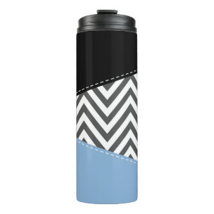 Gray Zigzag, grau Zickzack, Zigzag Muster, blau Thermosbecher