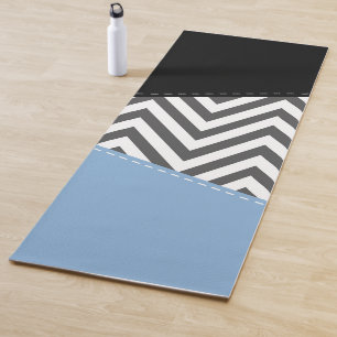 Gray Zigzag, grau Zickzack, Zigzag Muster, blau Yogamatte