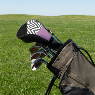 Gray Zigzag, grau Zickzack, Zigzag Muster, Lila Golf Headcover