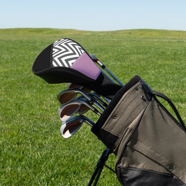 Gray Zigzag, grau Zickzack, Zigzag Muster, Lila Golf Headcover (In SItu)
