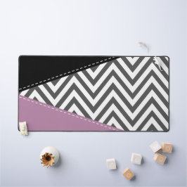 Gray Zigzag, grau Zickzack, Zigzag Muster, Lila Schreibtischunterlage