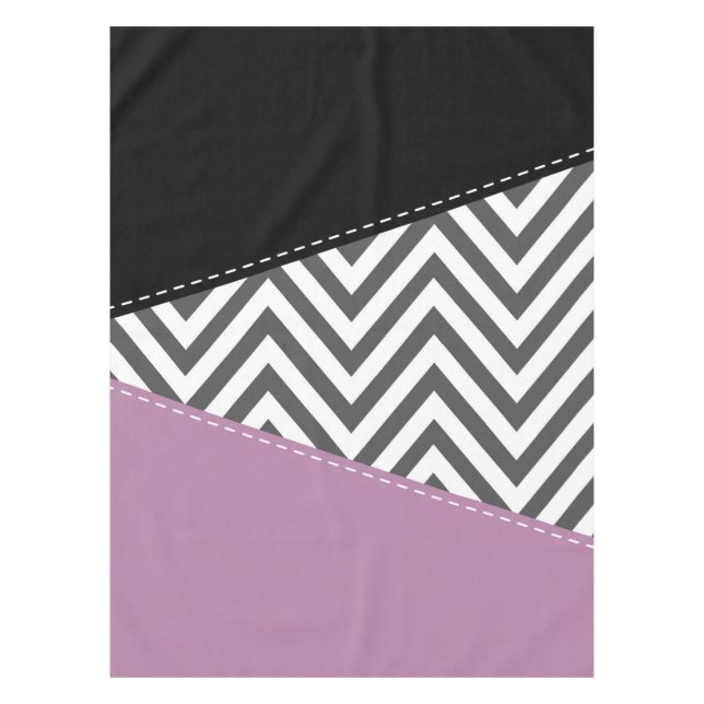 Gray Zigzag, grau Zickzack, Zigzag Muster, Lila Tischdecke (Vorderseite)