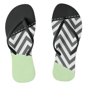 Gray Zigzag, grau Zickzack, Zigzag Muster, Minze Flip Flops