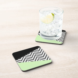 Gray Zigzag, grau Zickzack, Zigzag Muster, Minze Getränkeuntersetzer