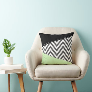 Gray Zigzag, grau Zickzack, Zigzag Muster, Minze Kissen