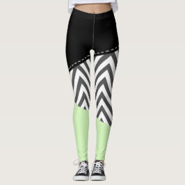 Gray Zigzag, grau Zickzack, Zigzag Muster, Minze Leggings