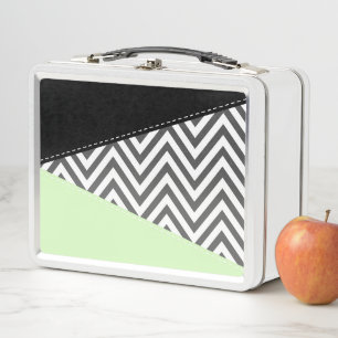 Gray Zigzag, grau Zickzack, Zigzag Muster, Minze Metall Brotdose