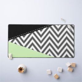 Gray Zigzag, grau Zickzack, Zigzag Muster, Minze Schreibtischunterlage