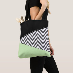 Gray Zigzag, grau Zickzack, Zigzag Muster, Minze Tasche