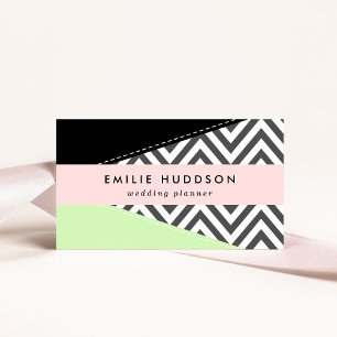 Gray Zigzag, grau Zickzack, Zigzag Muster, Minze Visitenkarte